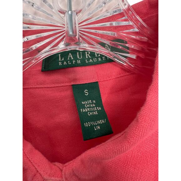 Ralph Lauren Button Up Blouse Pink Long Sleeve Linen Lagenlook Relaxed Small - Picture 2 of 14
